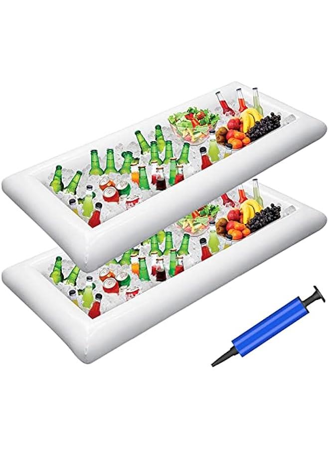 Inflatable Serving Bars Ice Buffet Salad Serving Trays Food Drink Holder Cooler Containers Indoor Outdoor BBQ Picnic Pool Party Supplies Luau Cooler w Drain Plug - Image 1
